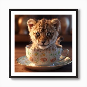 Tiger Cub In A Teacup Art Print