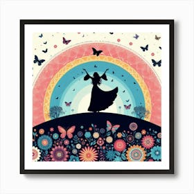 Rainbow Woman With Butterflies Art Print