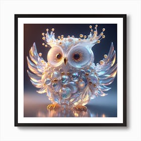 Owl made of glass 4 Art Print