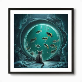 Cat In The Aquarium Art Print