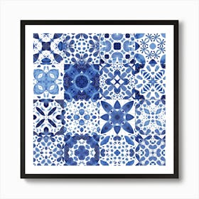 Blue And White Mediterranean Tiles Art Print