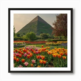 Pyramid And Tulips Art Print