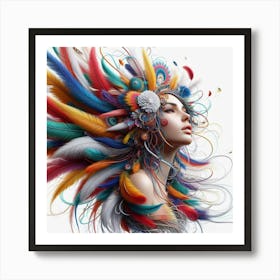 Feathered Woman Art Print