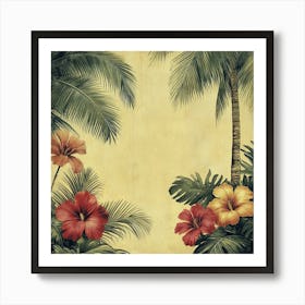 Tropical Background With Tropical Flowers Art Art Print