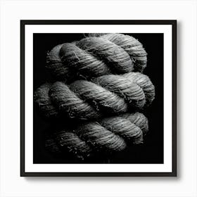 Black And White Image Of A Rope Art Print