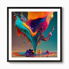 Poured colorful paint 1 Art Print