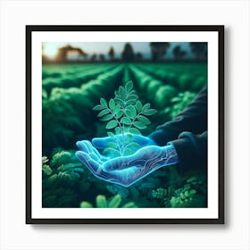 Hand Holding A Plant 1 Art Print