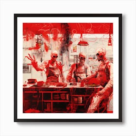 Zombies In The Kitchen 2 Art Print