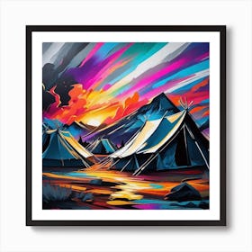 Tents At Sunset Art Print