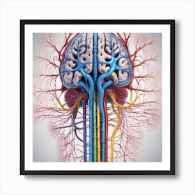 Human Brain With Blood Vessels 5 Art Print