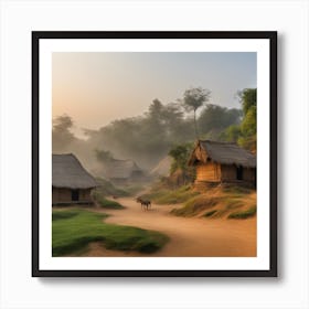 Sunrise In A Village Art Print