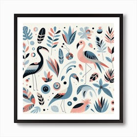 Scandinavian style, Tropical birds 2 Art Print