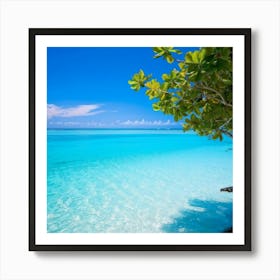 Relax Ocean Plant Idylli Holiday Coastline Beautiful Calm Shore Blue Paradise Sunlight N (24) Art Print