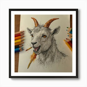 Goat With Horns 6 Art Print