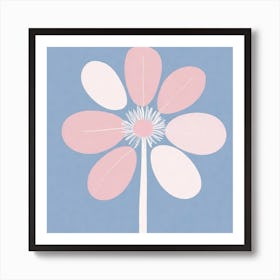 A White And Pink Flower In Minimalist Style Square Composition 721 Art Print