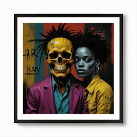 Urban Haunt Halloween Skulls In Basquiat's Embrace Art 3 Art Print