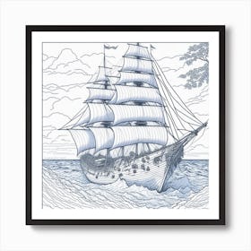 Ship In The Sea Art Print