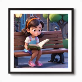 Little Girl Reading A Book Art Print