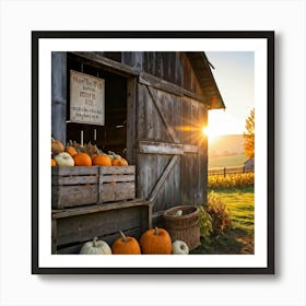 A Rustic Barn With A Weathered Wooden Sign Lean Against It Rolling Hills In The Background Transiti 2 1 Art Print