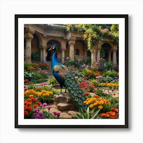 Peacock In The Garden 1 Art Print