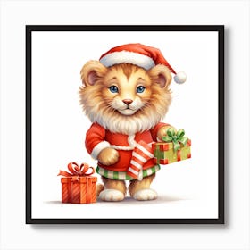 Christmas Lion Art Print