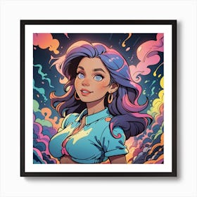 Girl With Purple Hair Art Print