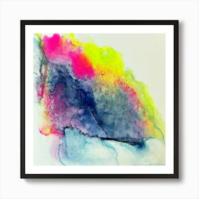Abstract Neon and Grey, Watercolor Painting  Art Print