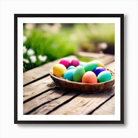 Easter Eggs In A Basket Art Print