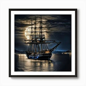 Sailing Ship Anchored In A Bay Art Print