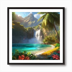 Waterfall In The Jungle 1 Art Print