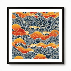 Sea, clouds and mountains Art Print