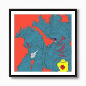 Pop Art Godzilla 2105776512 Godzilla Holding A Cleaning Spray  Pop Art Style Art Print