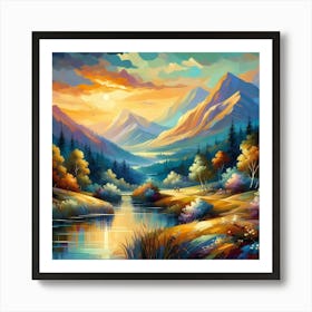 Sunset In The Mountains 34 Art Print