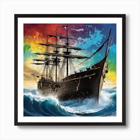 Pirate Ship In The Ocean Art Print