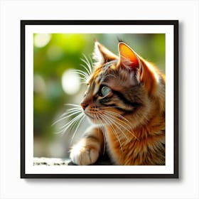 Whiskered Gaze: A Portrait of Feline Elegance 1 Art Print