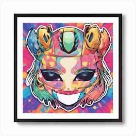 Vibrant Sticker Of A Tie Dye Pattern Mask And Based On A Trend Setting Indie Game 1 Art Print