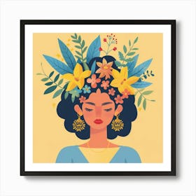 Mexican Woman With Flowers 2 Art Print