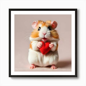 Hamster Holding A Heart 2 Art Print