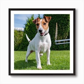 Super Cute Pedigree Smooth Fox Terrier Dog Reste Au Courant Sur La Pelouse Art Print