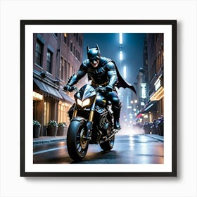 Batman On A Motorcycle hibg Art Print