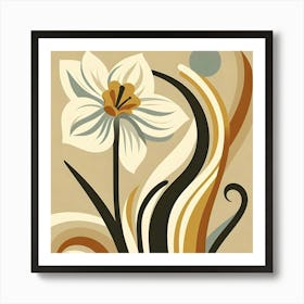 Daffodil In Boho Art 1 Art Print