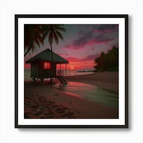 Sunset At The Beach Art Print