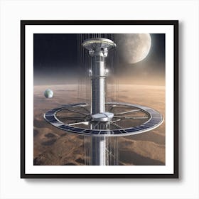 With The Space Elevator, Humanity Has Been Able To Establish A Thriving Presence In Space, Colonizing The Moon, Mars, And The Asteroid Belt Art Print