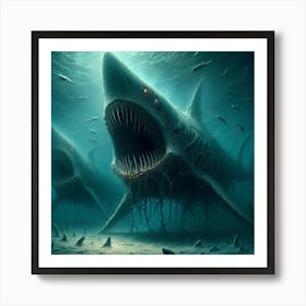 Monster Sharks Art Print