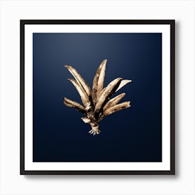 Gold Botanical Boat Lily on Midnight Navy n.4799 Art Print