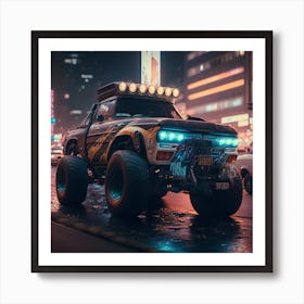 Monster Truck At Night Art Print