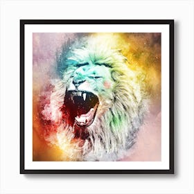 Lion Art Illustration In A Photomontage Style 05 Art Print