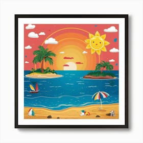 Summer Beach Background Art Print