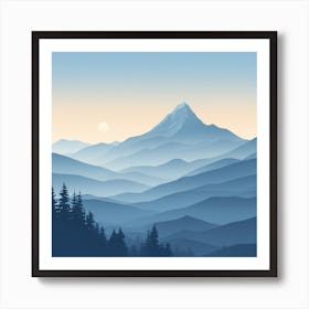 Misty mountains background in blue tone 99 Art Print