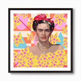 Frida Kahlo with flowers Art Print